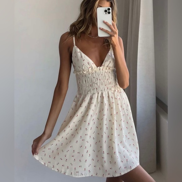 PRINCESS POLLY ROZA MINI DRESS BEIGE - Picture 2 of 3